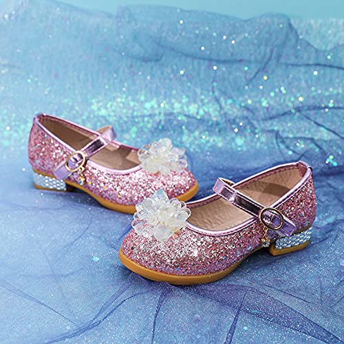 Ghemdilmn Zapatos de princesa para niña, de cristal, con diseño de Frozen, sandalias de fiesta, bailarina, carnaval, disfraces, accesorios para disfraz, rosa, 28 EU