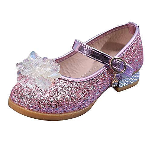 Ghemdilmn Zapatos de princesa para niña, de cristal, con diseño de Frozen, sandalias de fiesta, bailarina, carnaval, disfraces, accesorios para disfraz, rosa, 28 EU