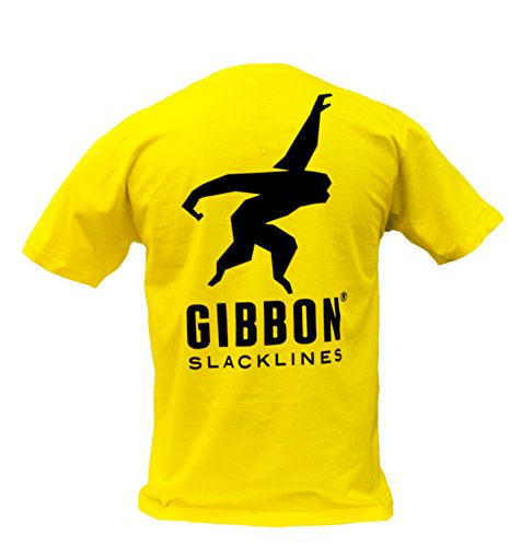 Gibbon Slacklines T-Shirt Boys - Camiseta de Fitness para niño, Color Amarillo, Talla XL