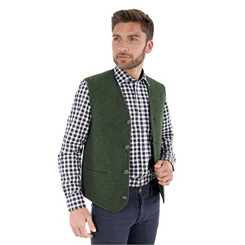 GIESSWEIN Gilet Achim Chaleco Regional, Verde (Lodenmelé 422), X-Large para Hombre