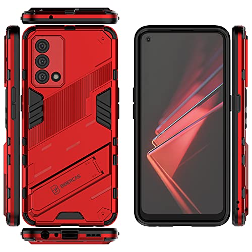 GIOPUEY [Fusión Funda Compatible con Realme GT Master Edition, Paragolpes de TPU Suave & Carcasa Trasera de PC Dura, con Soporte, Protector Cámara, Anti-Deslizante&Choque - Rojo