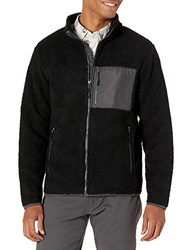 Goodthreads Sherpa Fleece Fullzip Jacket Outerwear-Jackets, Negro, US L (EU L)