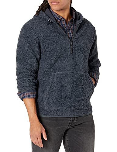 Goodthreads Sherpa Fleece Zip Pullover with Hood Outerwear-Jackets, Gris, US S (EU S)