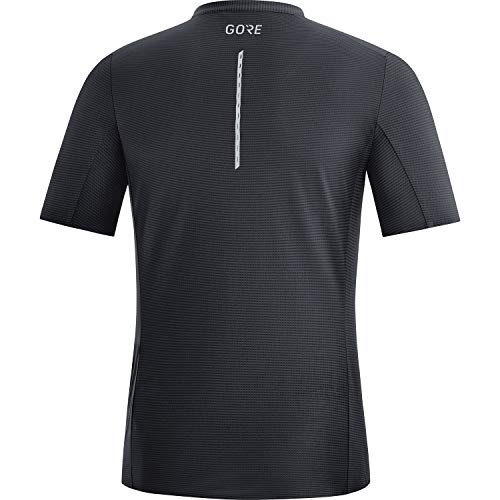 GORE WEAR Camiseta de manga corta de running Contest para hombre, Con cremallera, M, Negro