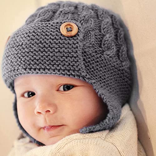 Gorro de Punto CáLido para Bebés, Gorro de Invierno CáLido para Niños Pequeños, Gorro de Punto con Orejeras para Bebés de 0 a 3 Años