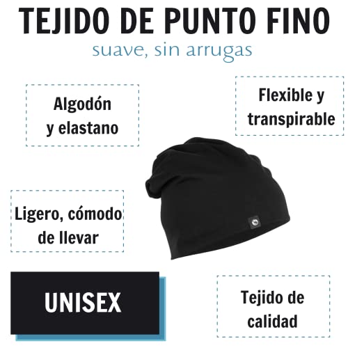 GORRO NEGRO de Algodón para Hombre o Mujer | Accesorios para Deportes de Invierno | Complemento de Abrigo ideal para Senderismo Nieve Esquiar y Running | Gorros Térmicos Unisex de Talla Única