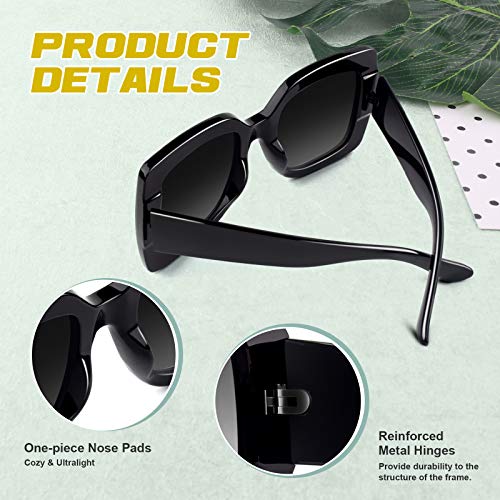 GQUEEN Gafas de Sol Mujer Moda Estilo Retro Rectangulares Grande Clásico Protección UV400 Pesca Conducción Gafas