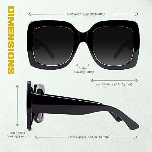 GQUEEN Gafas de Sol Mujer Moda Estilo Retro Rectangulares Grande Clásico Protección UV400 Pesca Conducción Gafas