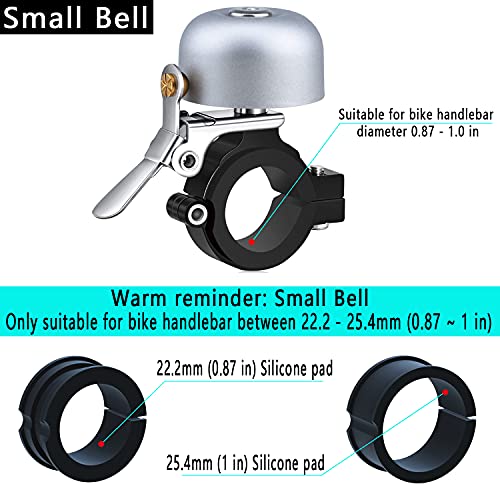 Greallthy Timbre para Bicicleta, de Latón Clásico, para Bicicleta de Montaña con Buen Tono Ruidoso, Bicicleta de Carretera, Accesorios para Bicicleta (Negro + Plata: Manillar de bicicleta 22.2-25.4mm)