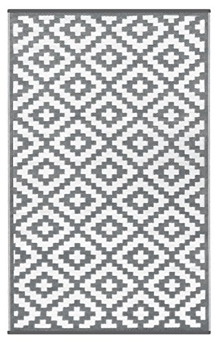 Green Decore Nirvana Rug - Alfombra ecológica para interiores y exteriores de plástico reciclado, ligera y reversible, Gris (Grey/White), 120 x 180 cm