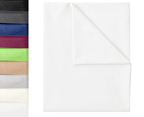 Green Mark Textilien® Classic Flat Sheet/Flat Sheet Canvas Cloth Towel 100% Cotton Without Elastic Band in Various Sizes and Colours, 100% Cotton, White, 150x250 cm