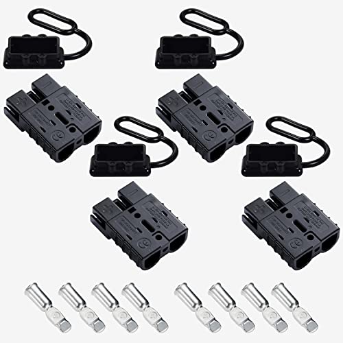 GTIWUNG Conector de Batería 50A (4 Unids) Coche Batería de Conexión Rápida Powerpole Conectores de Alimentación Modulares, Negro