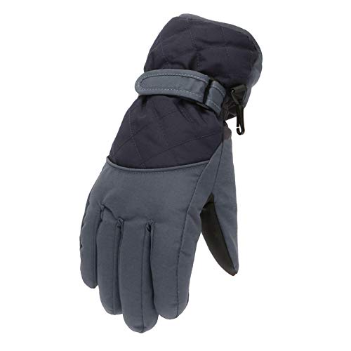 Guantes de esquí para niños, resistentes al agua, con cinta de goma, transpirables, con dibujos animados, para niños y niñas, guantes de invierno para esquiar, resistentes al viento, Negro , 9-14 años