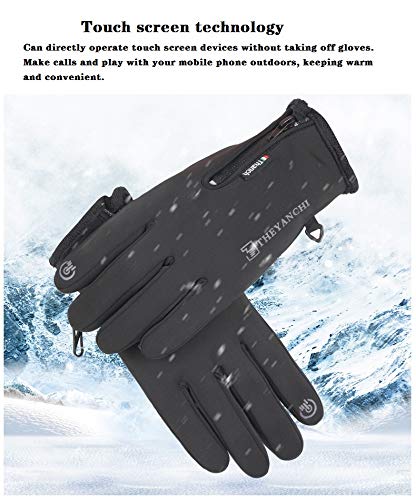 Guantes Invierno Guantes Termicos para Moto Ciclismo Guantes Calientes Antideslizantes Forro de Cachemir Guantes de Cálido Impermeable Pantalla Táctil a Prueba de Viento para Hombre Mujer