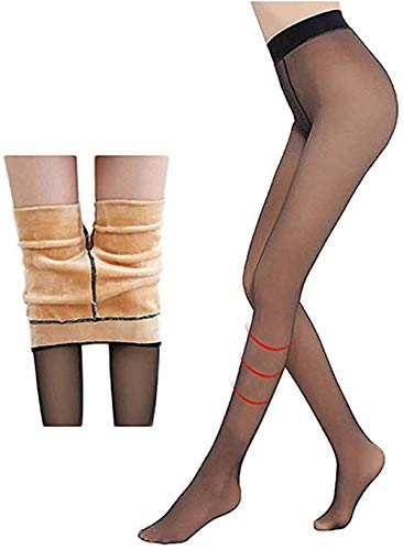 HADAVAKA Women's Thermal Winter Tights, Legs Winter Thick Legging for Woman 50-75kg (110-165lb), Fleece Lined Thermal Tights, Slimming Elastic Legging, Fake Translucent Pantyhose (Negro, 240g)