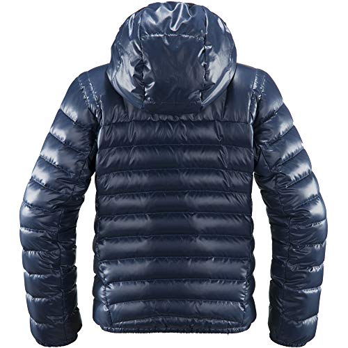 Haglöfs Bivvy Reversible Hood Junior Chaqueta de Plumas, Unisex niños, Tarn Blue/True Black, 128 cm