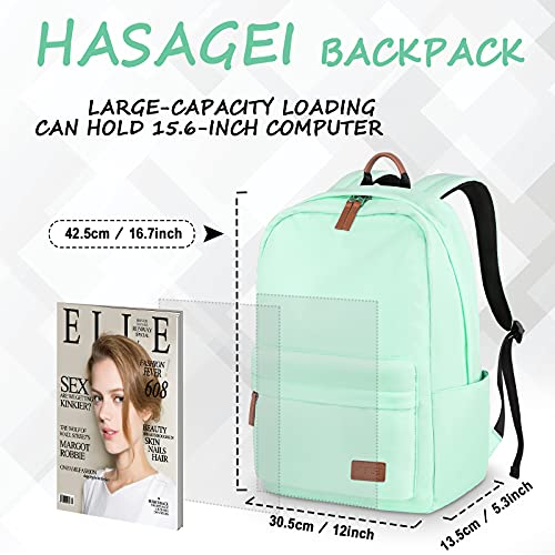 HASAGEI Mochila, Mochila Escolar Unisex Juvenil Mochila Backpack Mujer Portátil Bolso Lona Mochila Impermeable Casual Mochila Mochila Portátil Mochila Deportiva Color Sólido (Verde)