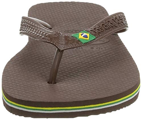 Havaianas Brasil Logo, Chanclas Mujer, Dark Brown, 33/34 EU