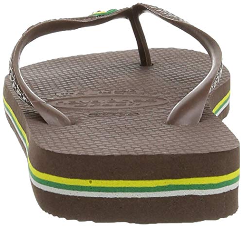 Havaianas Brasil Logo, Chanclas Mujer, Dark Brown, 33/34 EU