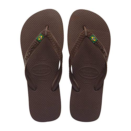 Havaianas Brasil Logo, Chanclas Mujer, Dark Brown, 33/34 EU