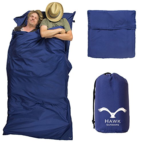 HAWK OUTDOORS Cabaña Saco de Dormir Viaje Saco de Dormir Sleeping Bag Liner Inlet, Color Azul Oscuro, Tamaño 120 x 230