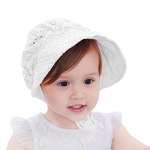 HBselect Sombrero Bebe Niña Sombrero Sol Niña Sombrero Tela Transpirable por Atar Sombrero Bebe Verano Playa (Blanco)