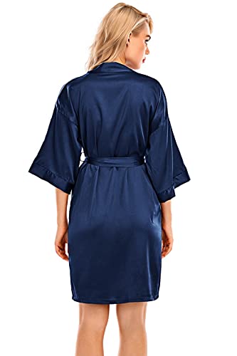 heekpek Bata Mujer Sexy Verano Bata de Mujer Saten Bata Kimono Corto Suave Albornoz Vestido Pijama Bata Ligera Mujer Ropa de Dormir