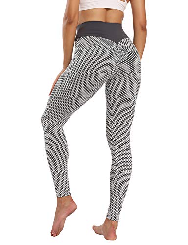 heekpek Leggings Push Up Mujer Mallas Pantalones De Yoga De Cintura Alta para Mujer Pantalones Deportivos para Control De Abdomen Yoga Fitness Running(Gris,M)