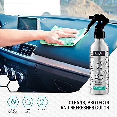 Hendlex Nano 3en1 Limpiador, regenerador y Protector para Interior y Exterior de Coches y Motos Aplicable a Gomas, Piel y salpicaderos Sin Silicona, con Efecto hidrofóbico y Antiadherente para Polvo