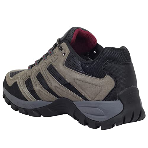 Hi-Tec Torca Low Zapatillas Senderismo Hombre - Calzado montaña Hombre -Membrana Impermeable Trekking Hombre (Taupe/Fired Brick, Numeric_45)