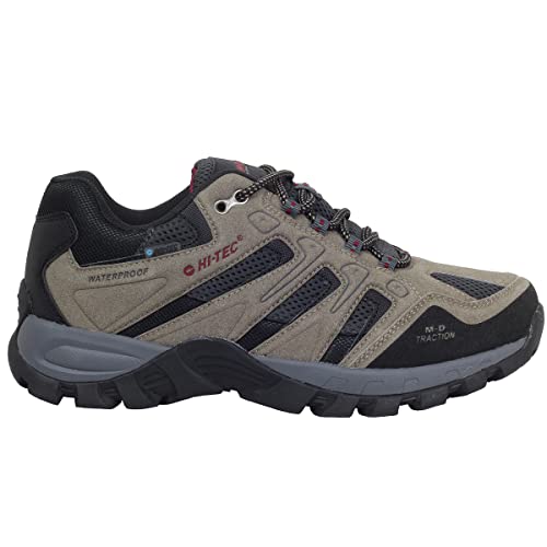 Hi-Tec Torca Low Zapatillas Senderismo Hombre - Calzado montaña Hombre -Membrana Impermeable Trekking Hombre (Taupe/Fired Brick, Numeric_45)