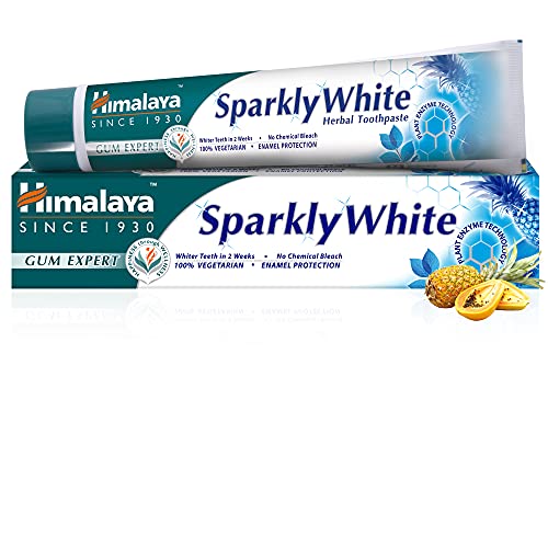 Himalaya Herbals Sparkly White Toothpaste for whitening teeth with advanced plague removal|Anti-inflammatory 12-Hour Germ Protection| 100% Vegetarian- 75ml (Pack of 3)