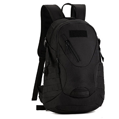 Hombre Mujer Bolsa de Asalto Táctico Militar Al Aire Libre Mochila de Acampada Ciclismo Sendemismo Bolsa Mochila 20L, Negro