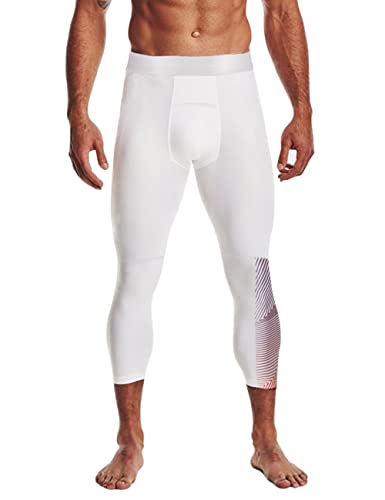 Hombres Aptitud Polainas Fitness Leggings Deportes Compresión Trotar Capa Base Formación Pantalones Blanco L