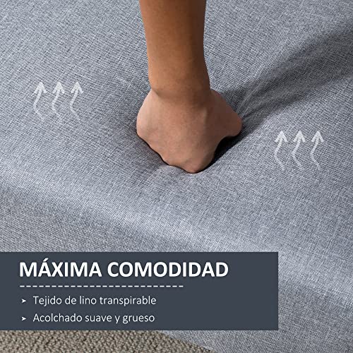 HOMCOM Sofá Cama de 2 Plazas Tela con Respaldo Ajustable en 3 Posiciones Reposabrazos Desmontables y Patas de Madera Sofá Doble Moderno para Salón Oficina 173x75x73 cm Gris