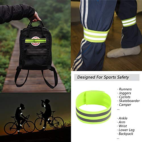 HONGECB Juego de 4 Bandas Reflectantes Elásticas, Brazalete Reflectantes Alta Visibilidad luz para Ciclismo Caminar Correr Deportes al Aire Libre Corredores nocturnas, Cinta Reflejo de Seguridad