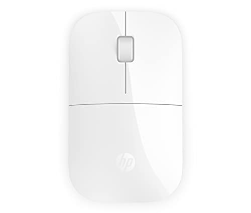 HP Z3700 - Ratón inalámbrico (1200 DPI, 2 Botones y Rueda de Desplazamiento, Tecnología LED Azul, Duración Batería 16 Meses, Puerto USB y Windows Vista/7/8/10), Color Blanco