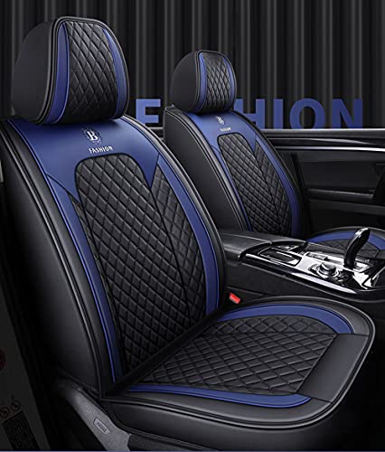 ibon Juego Completo de Fundas de Asiento de Coche para Asiento de Coche de 5 Asientos, Ajuste Universal, Protector de cojín para Asiento Delantero Trasero (03 Negro + Azul)