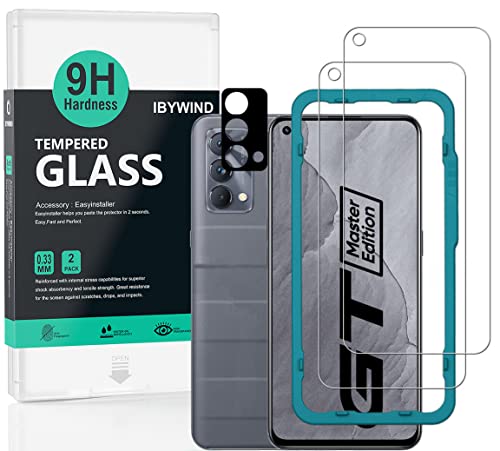 Ibywind Cristal Templado para Realme GT Master Edition, [2 Piezas],con Metálico Protector de Lente de Cámara,Kit de instalación fácil