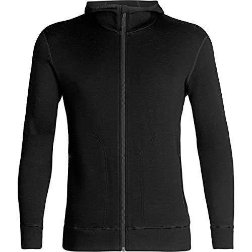 Icebreaker Merino Elemental - Sudadera de Manga Larga con Capucha y Cremallera para Hombre, Hombre, Suéteres atléticos, 104490, Negro, Extra-Large