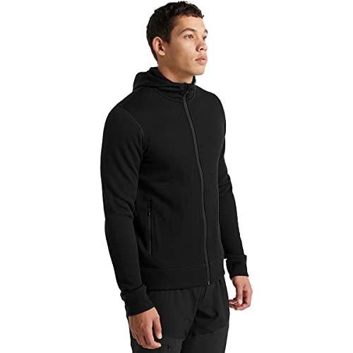 Icebreaker Merino Elemental - Sudadera de Manga Larga con Capucha y Cremallera para Hombre, Hombre, Suéteres atléticos, 104490, Negro, Extra-Large