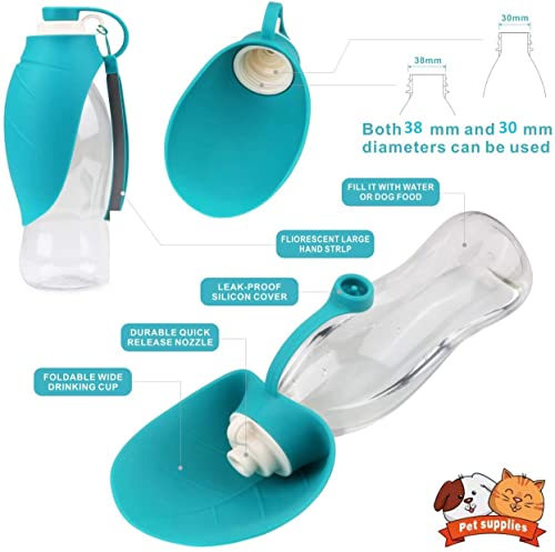 Idepet Botella de Agua para Perros Contenedor portátil de Comida para Mascotas Dispensador de Botellas de Comida para Perros Tazón de Bebidas para Mascotas Botella Viaje para Perros (Azul)