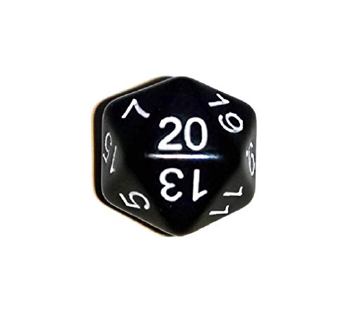 Initiative Advantage Black d20 Die para juegos de rol. Dados RPG de 20 caras