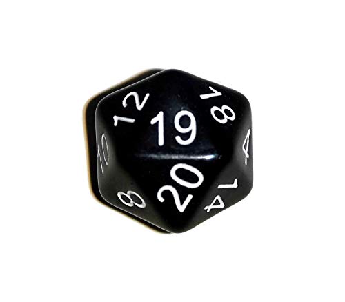 Initiative Advantage Black d20 Die para juegos de rol. Dados RPG de 20 caras