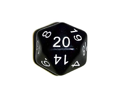 Initiative Advantage Black d20 Die para juegos de rol. Dados RPG de 20 caras