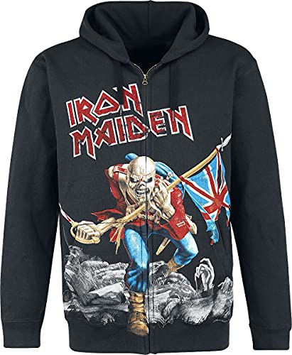 Iron Maiden The Trooper - Battlefield Hombre Capucha con Cremallera Negro XL