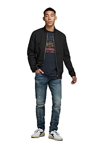 Jack & Jones Jjerush Bomber Noos Chaqueta, Negro, M para Hombre