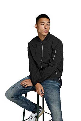 Jack & Jones Jjerush Bomber Noos Chaqueta, Negro, M para Hombre