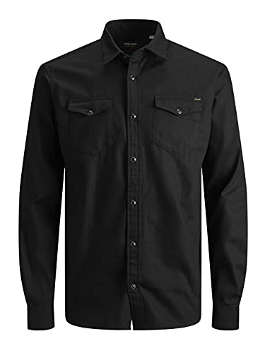 Jack & Jones Jjesheridan Shirt L/s Camisa Vaquera, Negro (Black Denim Fit:Slim), Medium para Hombre