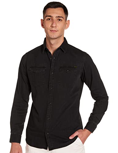 Jack & Jones Jjesheridan Shirt L/s Camisa Vaquera, Negro (Black Denim Fit:Slim), Medium para Hombre